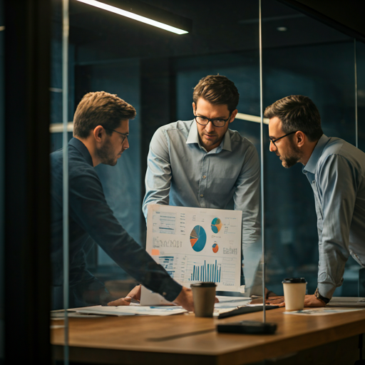 Команда специалистов обсуждает финансовую отчетность